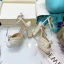 Étourdissant Sexy Ivoire Perle Chaussure De Mariée 2021 Bride Cheville Cuir 12 cm Talons Épais Peep Toes / Bout Ouvert Mariage Talons Hauts