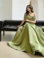 Modest / Simple Clover Green Prom Dresses 2021 A-Line / Princess Short Sleeve Backless Floor-Length / Long Prom Formal Dresses