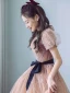 Fashion Champagne Prom Dresses 2021 A-Line / Princess High Neck Star Lace Puffy Short Sleeve Bow Floor-Length / Long Prom Formal Dresses