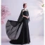 Vintage Schwarz Ballkleider 2021 Meerjungfrau Rundhalsausschnitt Perlenstickerei Spitze Blumen Ärmellos Sweep / Pinsel Zug Ball Festliche Kleider