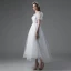 Simple Blanche Courte Robe De Mariée 2021 Princesse Encolure Carrée Manches Courtes Dos Nu Mariage