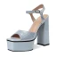 Chic / Beautiful Grey Street Wear Womens Sandals 2021 Leather 13 cm Thick Heels Ankle Strap Open / Peep Toe Sandals High Heels
