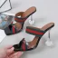 Chic / Beautiful Silver Striped Street Wear Womens Sandals 2021 9 cm Stiletto Heels Open / Peep Toe Sandals High Heels