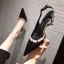 Fashion White Casual Rivet Womens Sandals 2021 Ankle Strap 5 cm Stiletto Heels Pointed Toe Sandals High Heels