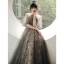 Charmant Gris Perlage Perle Paillettes Robe De Bal 2021 Princesse Titulaire Manches Courtes Dos Nu Longue Promo Robe De Ceremonie