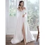Simple Ivoire Fendue devant Satin Robe De Mariée 2021 Princesse Bustier Sans Manches Dos Nu Train De Balayage Mariage