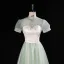 Chic / Beautiful Sage Green Sequins Prom Dresses 2023 A-Line / Princess High Neck Short Sleeve Backless Floor-Length / Long Prom Formal Dresses