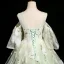 Elegant Sage Green Lace Flower Appliques Prom Dresses 2025 Ball Gown Scoop Neck Short Sleeve Backless Floor-Length / Long Prom Formal Dresses
