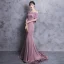 Chic / Belle Robe De Soirée 2018 Trompette / Sirène De l'épaule Dos Nu 1/2 Manches Train De Balayage Robe De Ceremonie