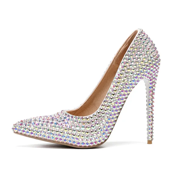 Charmant Multi-Kleuren Bruidsschoenen 2019 Rhinestone 11 cm Naaldhakken / Stiletto Spitse Neus Huwelijk Pumps