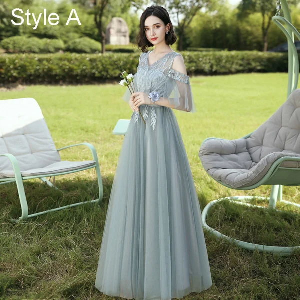 Modest / Simple Sage Green Embroidered Bridesmaid Dresses 2021 A-Line / Princess V-Neck Short Sleeve Backless Floor-Length / Long Wedding Party Dresses