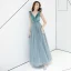 Chic / Beautiful Jade Green Evening Dresses  2019 A-Line / Princess Suede V-Neck Lace Flower Sleeveless Backless Floor-Length / Long Formal Dresses