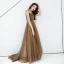 Chic / Belle Marron Robe De Soirée 2019 Princesse Bretelles Spaghetti Sans Manches Dos Nu Longue Robe De Ceremonie