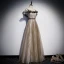Chic Kaki Robe De Soirée 2019 Princesse Bretelles Spaghetti Ceinture En Dentelle Fleur Sans Manches Dos Nu Longue Robe De Ceremonie