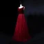 Chic / Belle Bordeaux Robe De Bal 2018 Princesse Cristal Faux Diamant Daim V-Cou Dos Nu Sans Manches Longue Robe De Ceremonie