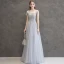 Sparkly Grey Evening Dresses  2019 A-Line / Princess Scoop Neck Beading Sequins Sash Short Sleeve Floor-Length / Long Formal Dresses