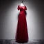 Chic / Belle Bordeaux Robe De Soirée 2019 Princesse Encolure Dégagée Manches Courtes Dos Nu Longue Robe De Ceremonie