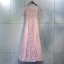 Chic / Belle Rougissant Rose Robe De Bal 2018 Princesse En Dentelle Fleur Cristal Faux Diamant Encolure Dégagée Dos Nu Manches Courtes Longueur Cheville Robe De Ceremonie
