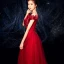 Charmant Bordeaux Robe De Soirée 2019 Princesse De l'épaule Perlage Paillettes Cristal Appliques En Dentelle Fleur Manches Courtes Dos Nu Longue Robe De Ceremonie