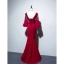 Chic / Beautiful Burgundy Evening Dresses  2019 Trumpet / Mermaid Scoop Neck Beading Sequins Lace Flower Appliques 3/4 Sleeve Backless Floor-Length / Long Formal Dresses