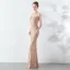 Classy Burgundy Evening Dresses  2019 Trumpet / Mermaid Scoop Neck Beading Tassel Sequins Short Sleeve Floor-Length / Long Formal Dresses
