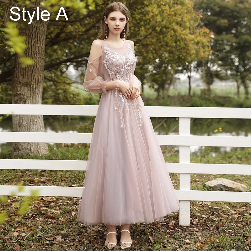 lace blush bridesmaid dresses KissProm main image 0
