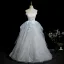 Chic / Beautiful Sky Blue Glitter Lace Flower Appliques Prom Dresses 2025 Ball Gown Strapless Sleeveless Backless Floor-Length / Long Formal Dresses