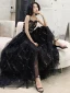 Modern / Fashion Black Gold Evening Dresses  2019 A-Line / Princess Spaghetti Straps Sequins Sleeveless Backless Floor-Length / Long Formal Dresses