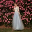 Chic / Beautiful Sky Blue Prom Dresses 2018 A-Line / Princess Appliques Scoop Neck 1/2 Sleeves Floor-Length / Long Formal Dresses