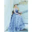 Chic / Beautiful Ocean Blue Evening Dresses  2019 A-Line / Princess Spaghetti Straps Beading Crystal Lace Flower Sleeveless Backless Floor-Length / Long Formal Dresses