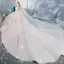 Fantastisk Champagne Bröllopsklänningar 2019 Balklänning Urringning Beading Paljetter Spets Blomma Ärmlös Halterneck Royal Train