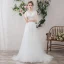 Légère Blanche Robe De Mariée 2019 Princesse Encolure Dégagée En Dentelle Fleur Appliques Manches Courtes Dos Nu Train De Balayage