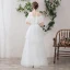 Light White Beach Wedding Dresses 2019 A-Line / Princess Off-The-Shoulder Pearl Lace Flower Appliques Short Sleeve Backless Floor-Length / Long