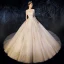 High-end Champagne Wedding Dresses 2019 A-Line / Princess Spaghetti Straps Ruffle Beading Sequins Lace Flower Sleeveless Backless Chapel Train