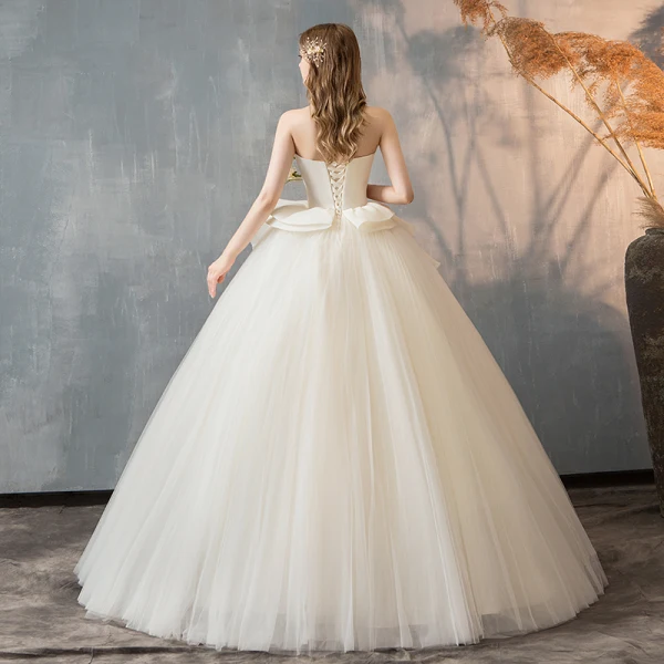 Elegant Ensfarget Elfenben Brudekjoler 2019 Prinsesse Strapless Uten Ermer Ryggløse Buste Lange