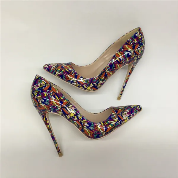 Mooie / Prachtige Multi-Kleuren Avond Pumps 2019 Lakleer Bloemen 12 cm Naaldhakken / Stiletto Spitse Neus Pumps