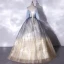 Mode Bleu Ciel Dégradé De Couleur Robe De Bal 2021 Robe Boule Bretelles Spaghetti Paillettes En Dentelle Fleur Sans Manches Dos Nu Longue Robe De Ceremonie