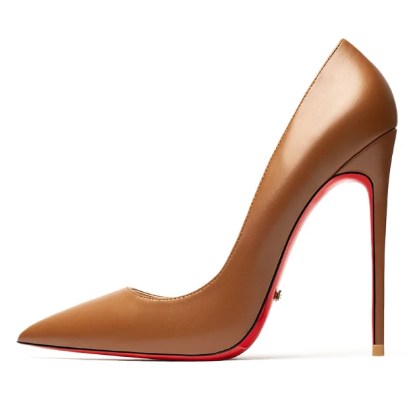 Mode Brun Afton Pumps 2019 Lackläder 12 cm Stilettklackar Spetsiga Pumps