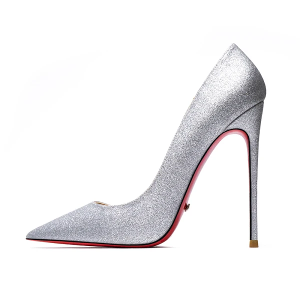 Charming Silver Evening Party Pumps 2019 Sequins 12 cm Stiletto Heels Pointed Toe Pumps