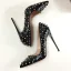 Unique Noire Soirée Escarpins 2019 Rivet 12 cm Talons Aiguilles À Bout Pointu Escarpins