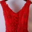 Chic / Belle Rouge Robe De Ceremonie Robe De Bal 2017 En Dentelle Fleur Paillettes Dos Nu V-Cou Sans Manches Robe Boule Courte