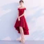Chic Bordeaux Robe De Cocktail 2019 Princesse Encolure Dégagée En Dentelle Fleur Appliques Perle Paillettes Noeud Manches Courtes Asymétrique Robe De Ceremonie