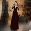 Chic / Beautiful Burgundy Evening Dresses  2019 A-Line / Princess Spaghetti Straps Suede Bow Short Sleeve Backless Floor-Length / Long Formal Dresses