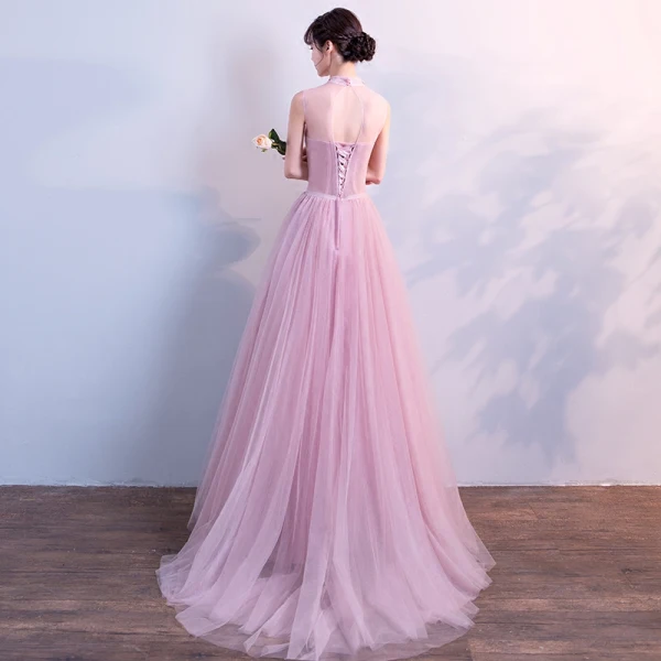 Chic / Beautiful Candy Pink Prom Dresses 2018 A-Line / Princess Glitter Rhinestone Scoop Neck Backless Sleeveless Floor-Length / Long Formal Dresses