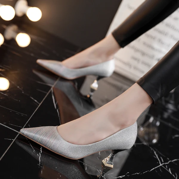 Moderne / Mode Argenté Soirée Escarpins 2019 6 cm Talons Aiguilles À Bout Pointu Escarpins