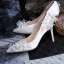 Stylowe / Modne Kość Słoniowa Buty Ślubne 2019 Skórzany Aplikacje Perła Rhinestone 9 cm Szpilki Szpiczaste Ślub Czółenka