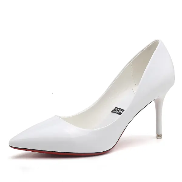 Chic / Belle Ivoire Bureau Escarpins 2019 Cuir Verni 8 cm Talons Aiguilles À Bout Pointu Escarpins