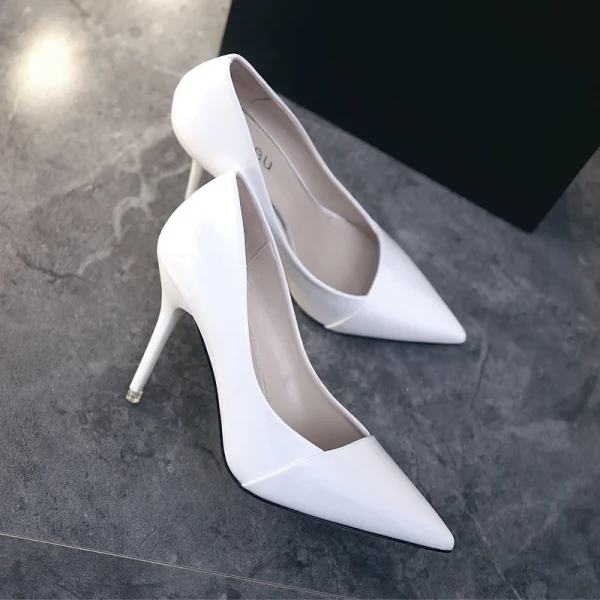 Chic / Beautiful Black OL Pumps 2019 Patent Leather 8 cm Stiletto Heels Pointed Toe Pumps