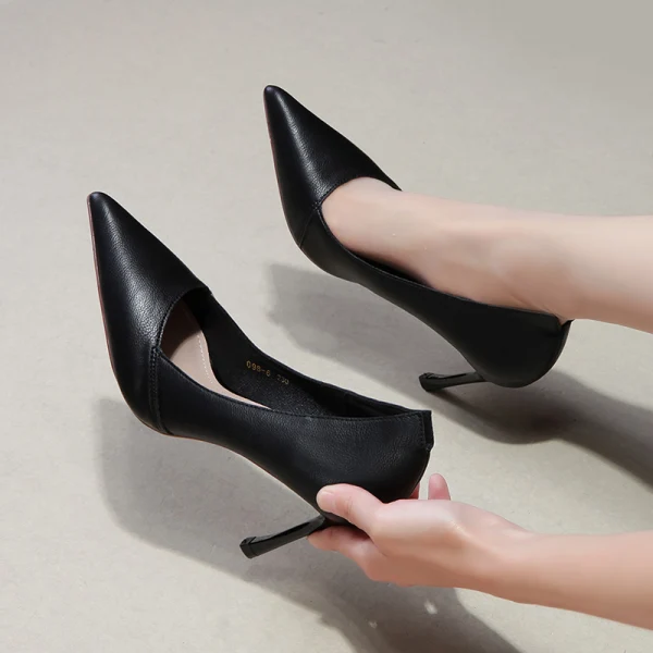 Enkel Brun Kontor Pumps 2019 Lær 8 cm Stiletthæler Spisse Pumps