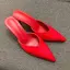 Modest / Simple Dark Green Casual Womens Sandals 2019 Leather 7 cm Stiletto Heels Pointed Toe Sandals